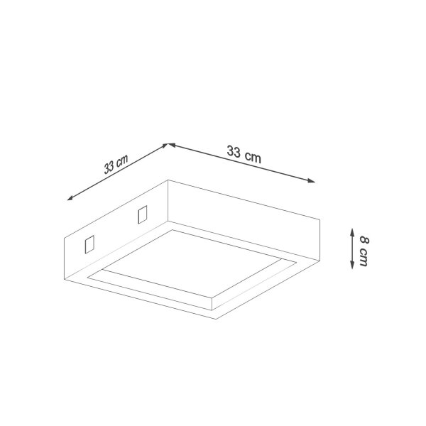 LED Deckenleuchte Beton eckig B: 33 cm flach blendarm