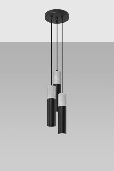 Hängelampe Schwarz Grau Ø 20 cm Metall Beton 3-flammig