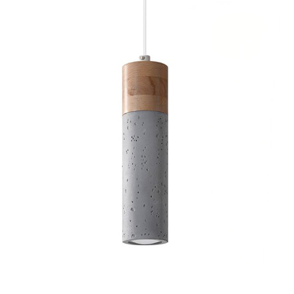 Pendelleuchte Beton Holz Ø 7 cm schmal Grau GU10