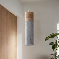 Pendelleuchte Beton Holz Ø 7 cm schmal Grau GU10