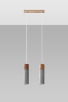 Hängelampe 2-flammig GU10 Beton Holz Modern RUGARD
