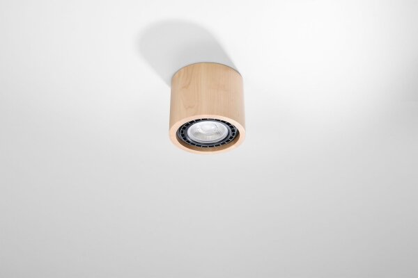 Deckenspot Holz Ø 14 cm H: 10 cm klein GU10 DIWO