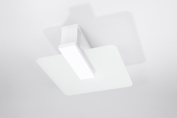 Wohnliche Deckenlampe Weiß Glas Holz flach H: 14 cm