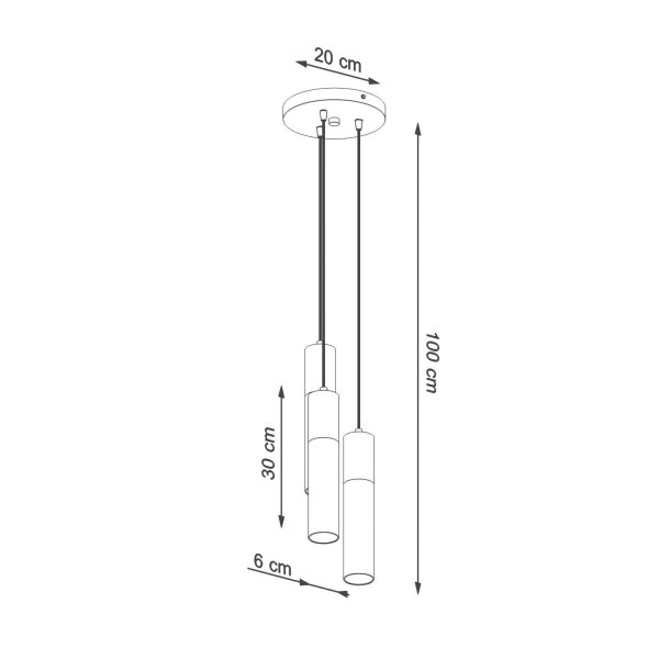 Hängelampe Weiß Natur 3-flammig GU10 Ø 20 cm Metall Holz