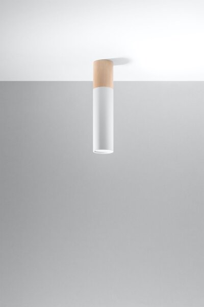Deckenlampe Skandinavisch Metall Holz Weiß Natur Ø 6 cm