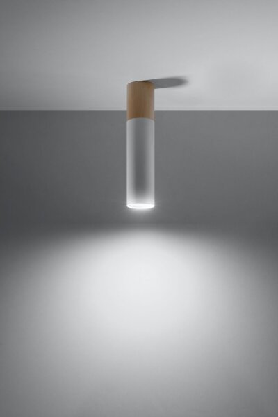 Deckenlampe Skandinavisch Metall Holz Weiß Natur Ø 6 cm