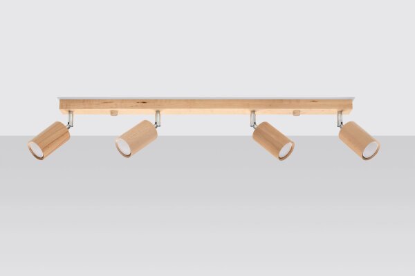 Deckenstrahler Holz 4-flammig 80 cm lang GU10 VESUVIA
