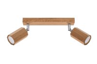 Deckenstrahler Holz l&auml;nglich 30 cm 2-flammig GU10...