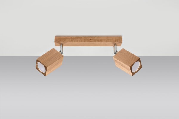 Deckenspot Modern Holz 2-flammig 30 cm lang GU10 wohnlich