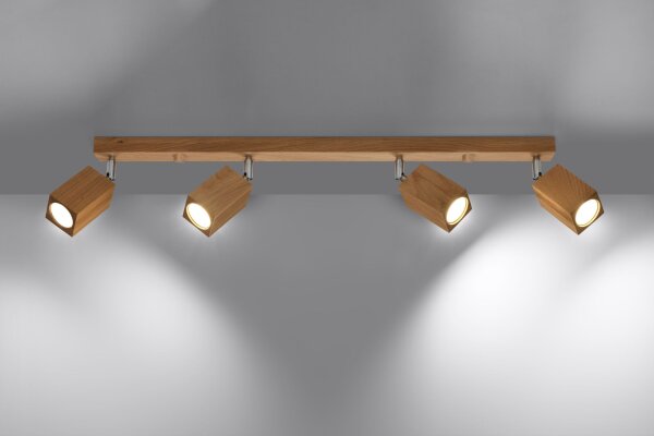 Deckenlampe Holz 4-flammig 80 cm lang wohnlich GU10
