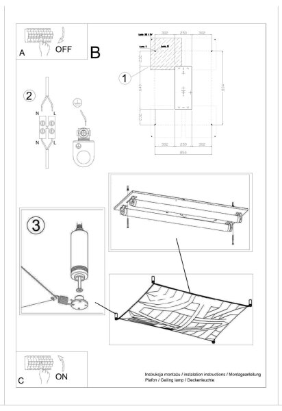 Deckenlampe Weiß Stoff 105 cm lang eckig inkl. LED