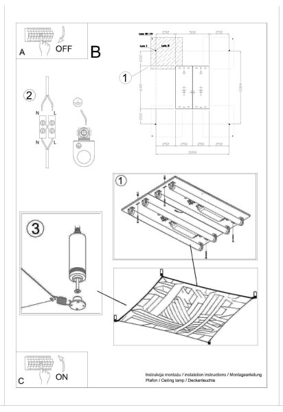 Deckenleuchte Stoff 105 cm Weiß mit LED Leuchtmittel