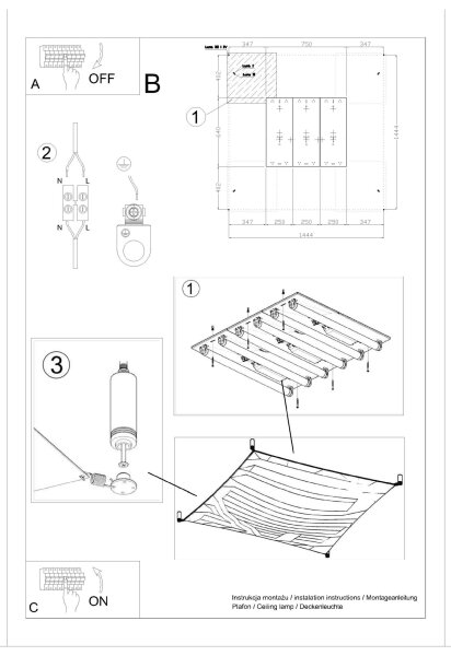 Weiße Deckenlampe 140 cm lang quadratisch inkl. LED