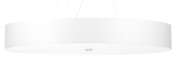 Große Pendelleuchte rund Ø 100 cm Weiß Stoff Glas 6x E27