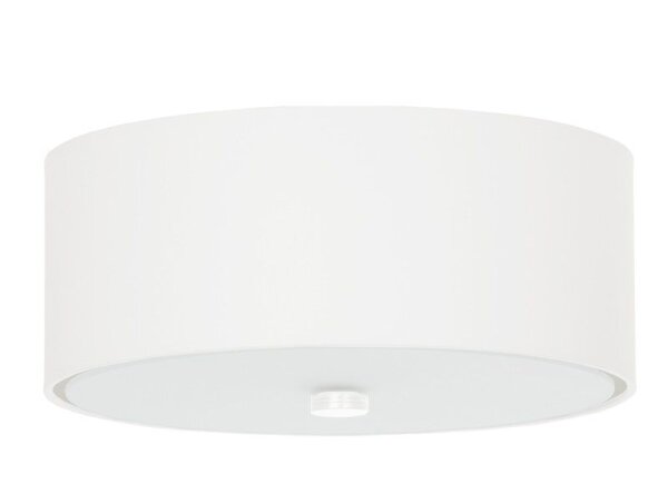 Deckenlampe Weiß Stoff Glas Ø 30 cm rund blendarm 3x E27