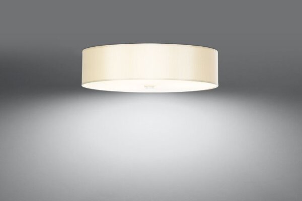 Deckenlampe Weiß Stoff Glas Ø 50 cm rund blendarm 5x E27