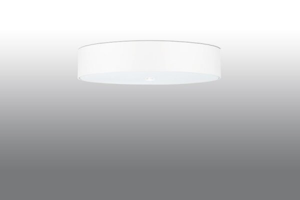 Deckenlampe rund Ø 50 cm Weiß Stoff Glas blendarm 5x E27