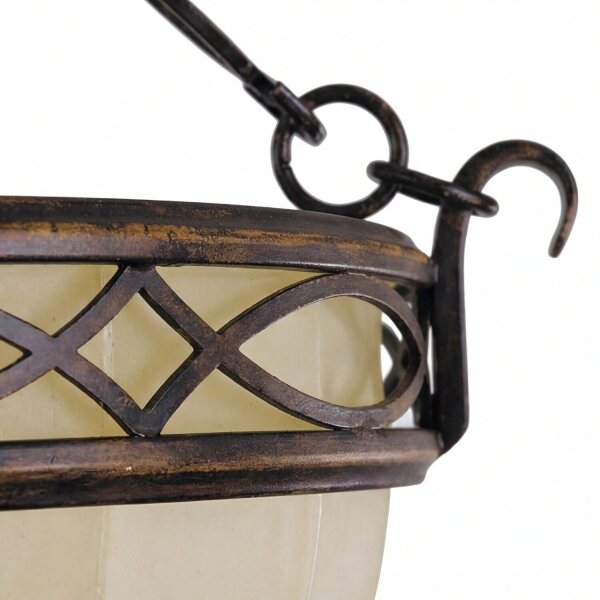 Deckenleuchte Landhaus Creme Walnuss Glas E27 Ø39 cm