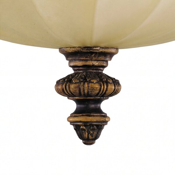 Deckenleuchte Landhaus Creme Walnuss Glas E27 Ø39 cm
