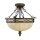Deckenleuchte Landhaus Creme Walnuss Glas E27 &Oslash;39 cm