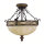 Deckenleuchte Landhaus Creme Walnuss Glas E27 Ø39 cm