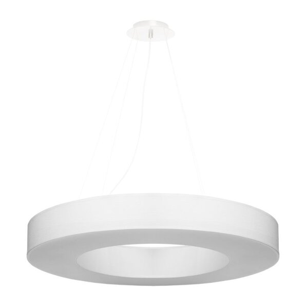 Runde Pendelleuchte Stoff Ø 70 cm Weiß blendarm 6x E27