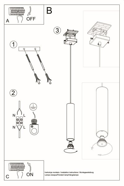 Hängelampe Weiß Metall Ø 6 cm Zylinder GU10 schmal