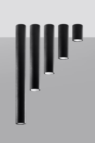 Deckenlampe Schwarz 60 cm hoch Ø 6 cm Zylinder GU10