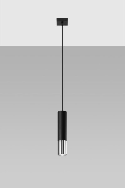 Hängelampe EDYTH Schwarz Chrom Metall Ø 5 cm schmal GU10