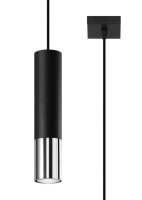 Hängelampe EDYTH Schwarz Chrom Metall Ø 5 cm...
