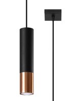 Hängelampe Zylinder Schwarz Kupfer Ø 6 cm...