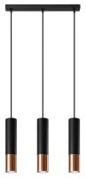 H&auml;ngelampe Schwarz Kupfer 3-flammig B: 45 cm Metall