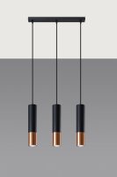 Hängelampe Schwarz Kupfer 3-flammig B: 45 cm Metall