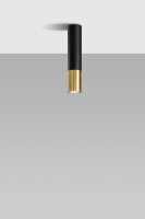Spot Decke Schwarz Gold H: 29 cm Ø 6 cm Zylinder...
