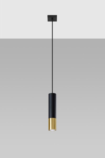 Hängelampe Schwarz Gold Ø 6 cm schmal GU10 Metall