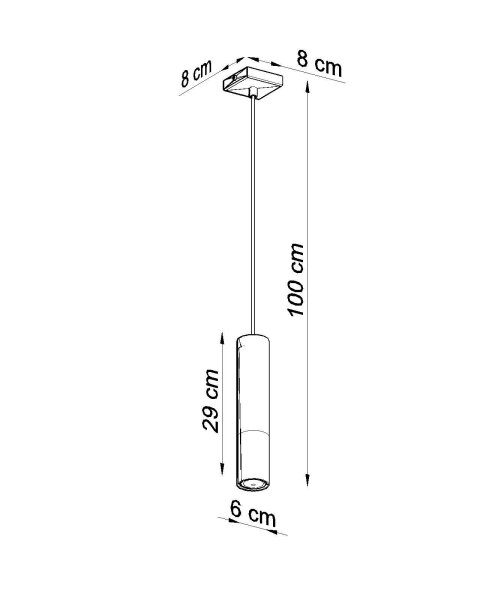 Hängelampe Schwarz Gold Ø 6 cm schmal GU10 Metall
