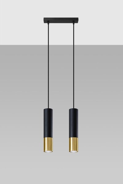 Pendelleuchte Schwarz Gold verstellbar 2-flammig GU10
