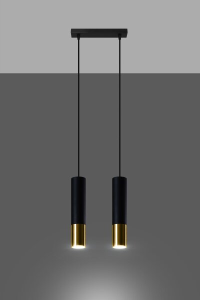 Pendelleuchte Schwarz Gold verstellbar 2-flammig GU10