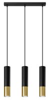 H&auml;ngelampe 3-flammig B: 45 cm Schwarz Gold...