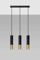 Hängelampe 3-flammig B: 45 cm Schwarz Gold...