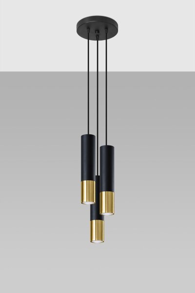 Hängelampe Schwarz Gold 3-flammig GU10 Metall