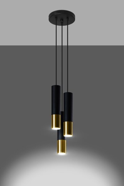 Hängelampe Schwarz Gold 3-flammig GU10 Metall
