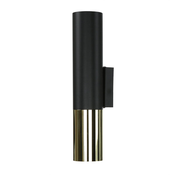 Wandleuchte innen Schwarz Gold Up Down H: 29 cm Metall