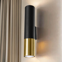 Wandleuchte innen Schwarz Gold Up Down H: 29 cm Metall