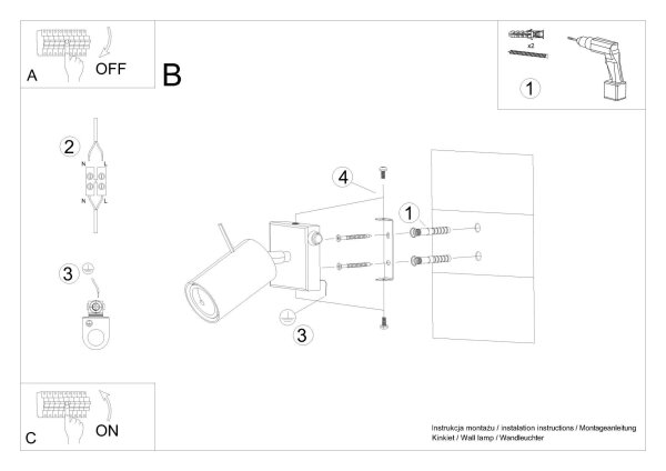 Wandspot Weiß B: 8 cm klein Metall schwenkbar