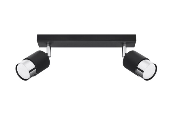 Deckenstrahler Schwarz Chrom 30 cm Metall 2-flammig