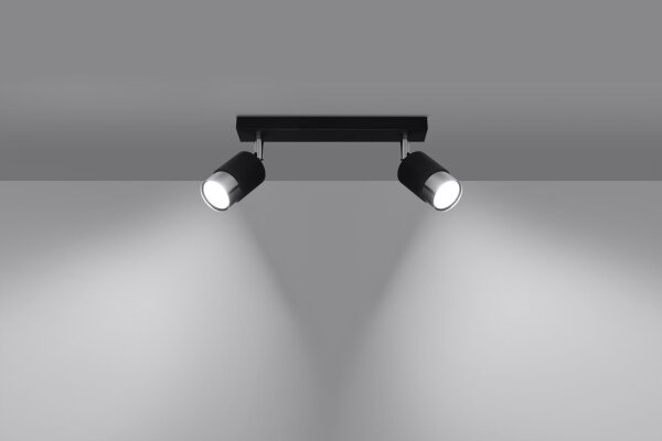 Deckenstrahler Schwarz Chrom 30 cm Metall 2-flammig