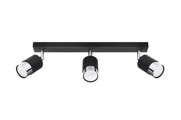 Deckenlampe 3-flammig 45 cm Schwarz Chrom schwenkbar