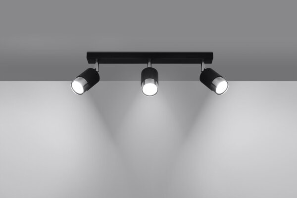Deckenlampe 3-flammig 45 cm Schwarz Chrom schwenkbar