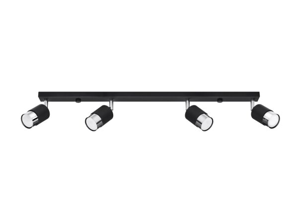 Deckenstrahöer Schwarz Chrom 81 cm lang schmal 4-flammig